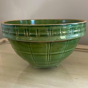 Antique McCoy Green Glaze Stoneware Mixing Bowl. Size #9